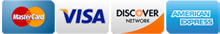 Master Card, Visa, Discover, and American Express cards accepted.