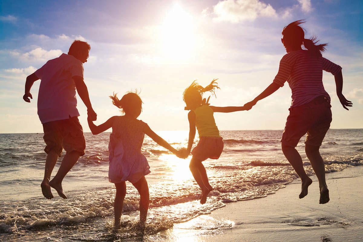 Happy employee family enjoying vacation